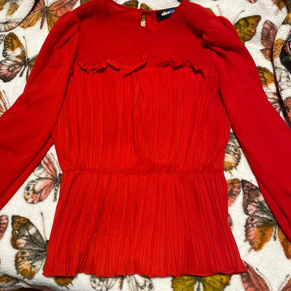 Womens long sleeve red blouse